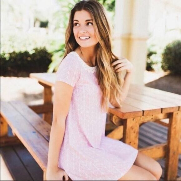 Lauren James Pink Caroline Dress Lace Detail  Large - Picture 1 of 7